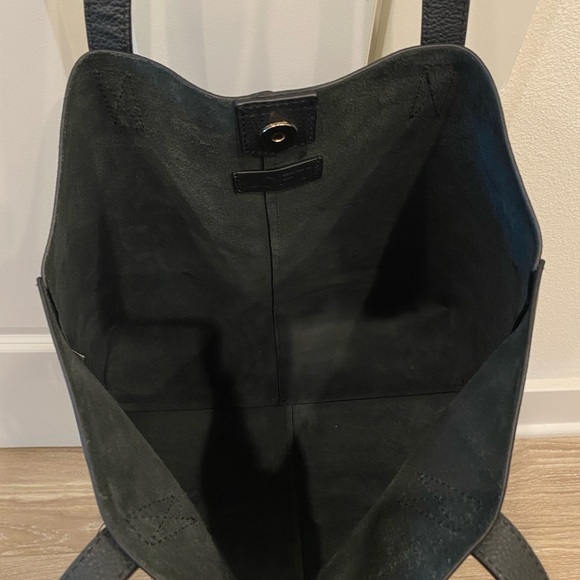 LOFT Pebble Leather Black Tote Bag New - Picture 5 of 5